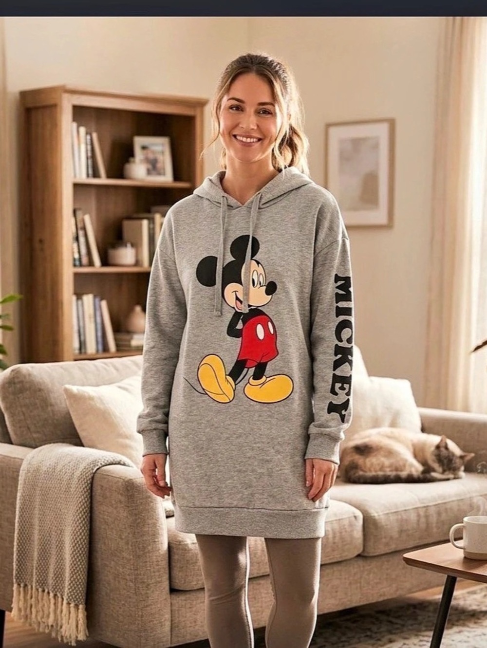 Disney Mickey Mouse Graphic Hoodie in Gray